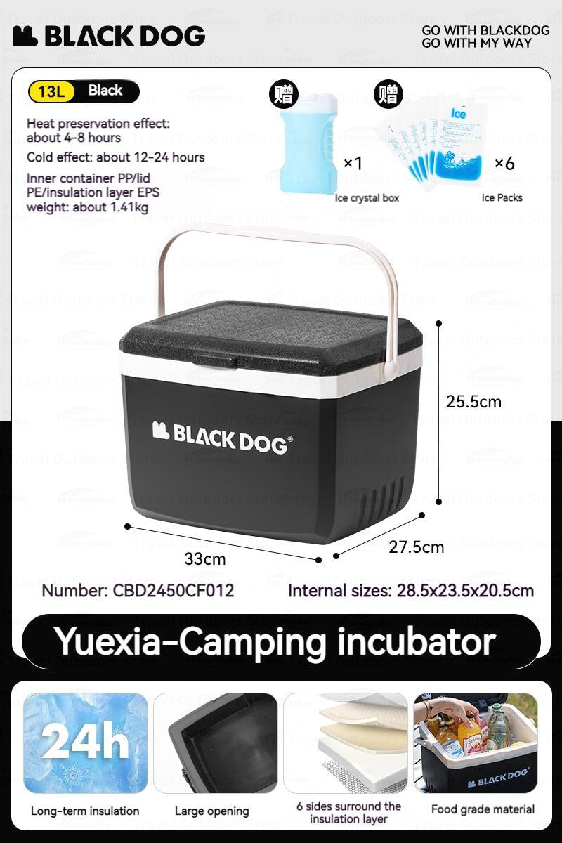 BLACKDOG by Naturehike ICELAND Cooler 13L 25L Hot and Cold up to 48H Foods Drinks Ice Storage Box Outdoor Camping Picnic Fishing 3 Layer PP EPS Insulation Chest Container 50kg Max Load Black Dog Nature Hike