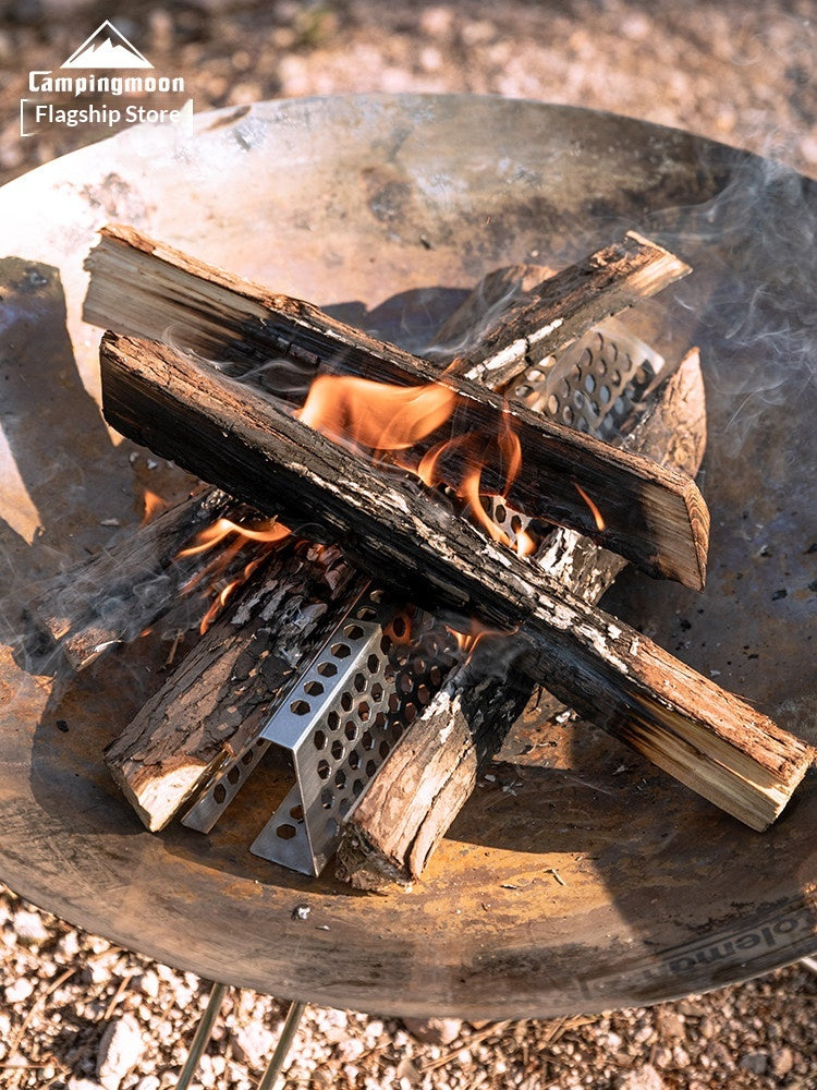 Campingmoon Stainless Steel Firewood Portable Universal Bonfire Accelerator Honeycomb Cut Out Efficient Burning Reduce Smoke Camping Outdoor