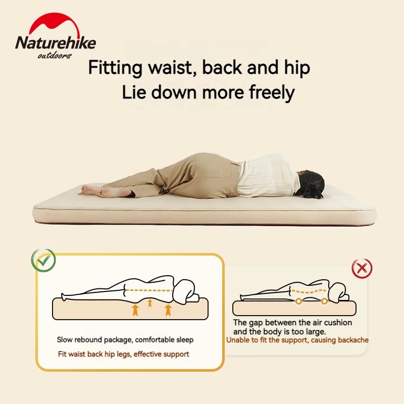 Naturehike Self Inflating Foam Sponge Mattress Portable Queen Camping 11cm Cushion Sleeping Bed Pad Built-in Battery USB Air Pump Auto Inflation