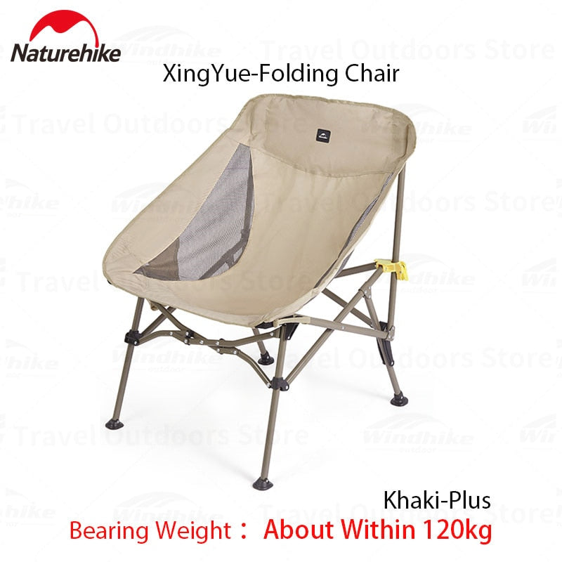 Naturehike STAR MOON PLUS Ultralight Outdoor Portable Folding Camping Large Wide Moon Chair 120kg Max 600D Oxford Titanium Bracket Travel Chair YL04