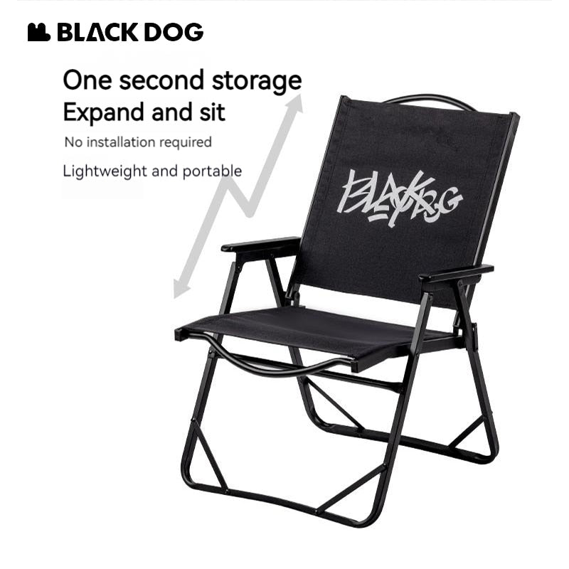 BLACKDOG Folding Kermit Chair Portable Lightweight Armchair Backrest Seat Load Bearing Up to 120kg 600D Oxford Cloth Outdoor Beach Camp Picnic Travel Fishing Heavy Duty Original Black Dog