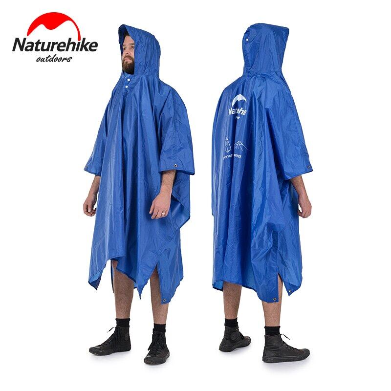 Naturehike Outdoor Raincoat 3 in 1 Multifunction Rain Coat 20D 210T Poncho Waterproof Portable Mat Tarp Canopy Tent Hiking Biking Travel Camping