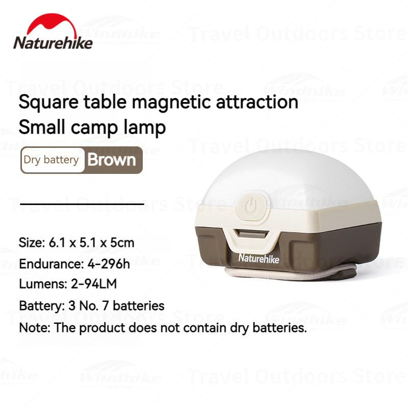 Naturehike Mini Magnetic Camping Hiking Outdoor Tent Lamp Light IPX5 Waterproof Multi-Function 6-480h Battery USB Charging or AAA Pole Magnet Lantern