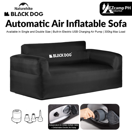 BLACKDOG by Naturehike Automatic Air Inflatable Black Camping Double Portable Sofa Bed 45cm Height up to 300kg Max Load Built-in Electric Air Pump USB C Rechargeable Outdoor Beach Picnic Waterproof Lazy Chair Black Dog Nature Hike