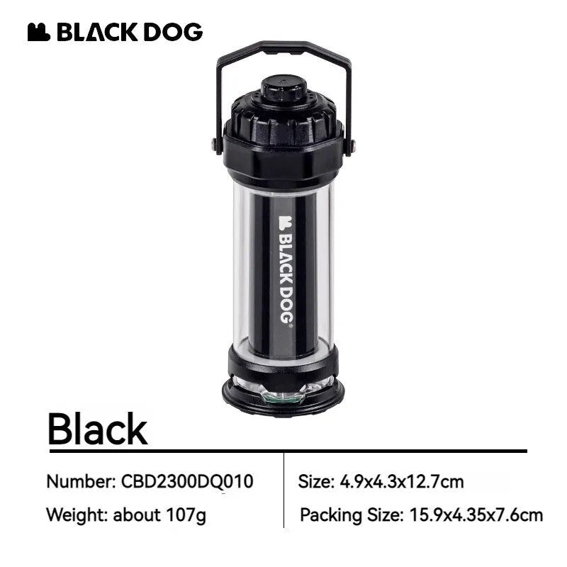 BLACKDOG by Naturehike STARFIRE Black Camping Lamp Mini Outdoor LED Mini Lantern 4 Lighting Modes 2600mAh Battery USB C Charging IPX4 Waterproof 6-150H Hanging Flashlight Ultralight Portable Warm Light Black Dog Nature Hike