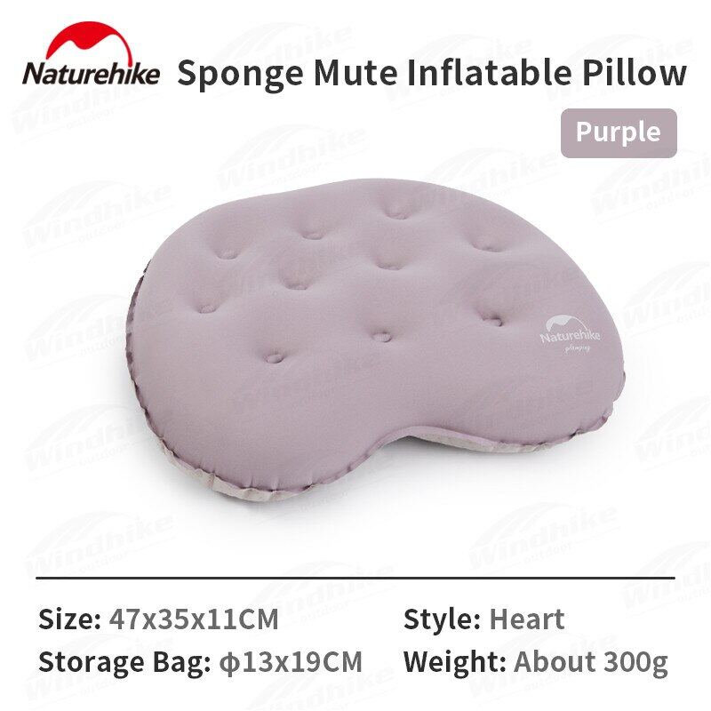 Naturehike Outdoor 3D TPU Sponge Inflatable Silent Pillow Portable Ultralight 300g Heart-shaped Comfortable Sponge Foam Travel Hiking Camping