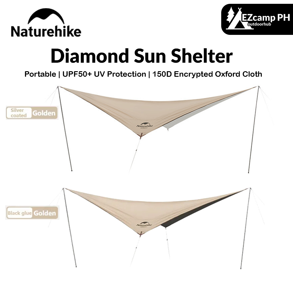 Naturehike Diamond Sun Shelter Portable Lightweight 3-4 Person Tarp Camping Outdoor Waterproof Canopy 6x4m 150D Windproof With 2.4m Pole UPF50+