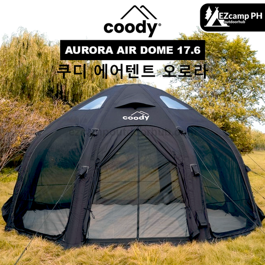 Coody AURORA AIR DOME 17.6 Tent 6-8 Persons Air Inflatable Tent Octagonal Extra Large 17.6m² Interior Space Waterproof Black Vinyl Coated Sunscreen Rain Cover