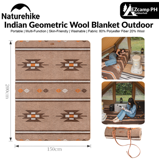 Naturehike Indian Geometric Wool Blanket Outdoor Winter Portable Multifunction Super Wide Carpet Thickened Cover Soft Shawlt Warm Throw Cape Camping