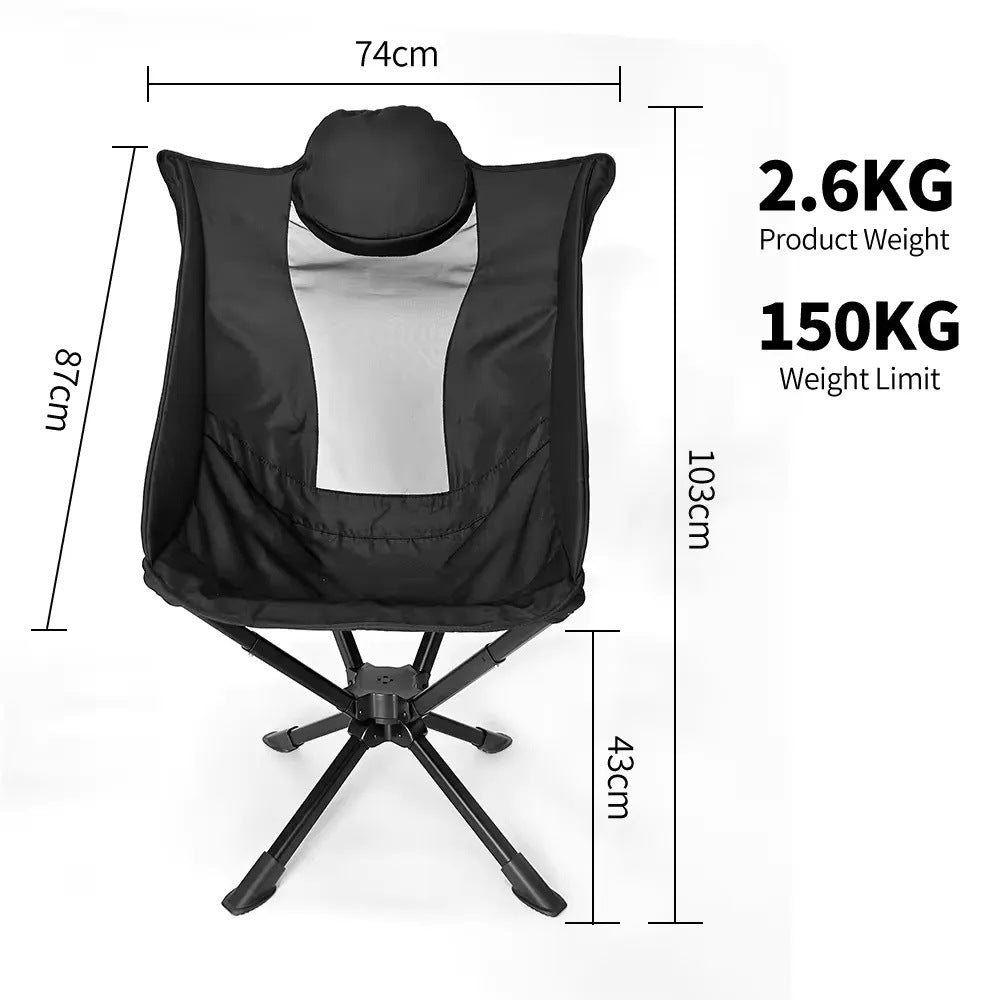 Swivel High Back Moon Chair Portable Ultralight Aluminum Frame Folding 360 Rotating Chair 150kg Max Load Camping Outdoor Travel