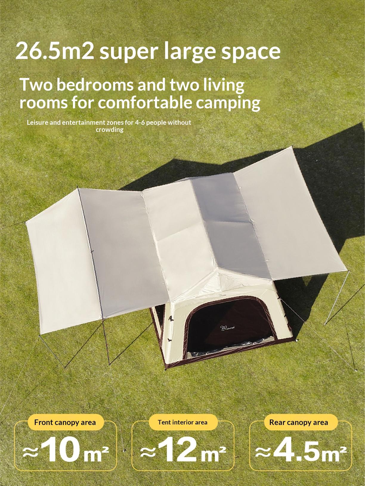 Vidalido WISH HOUSE PLUS 12 Air Inflatable Tent Fast Build 4-6 Persons Ti Silver Coated Sunscreen PVC Air Poles Full View Mesh 26m² Large Usable Space