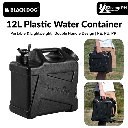 BLACKDOG 12L Plastic Water Container Portable Lightweight Food Grade Plastic Drinking Water Storage Bucket With Faucet Double Handle Design Outdoor Camping Handy Jug Tank