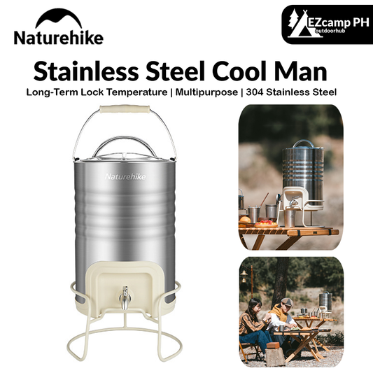 Naturehike Stainless Steel Cool Man Portable Lightweight 10L Outdoor Camping Retro Ice Box Insulation Drink Ice Storage Bucket Beach Refrigerator 304 Stainless Steel