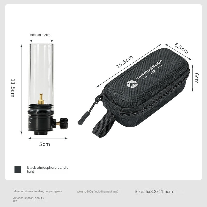 CAMPINGMOON T-1D15 Refillable Gas Tank Candle Lamp Light with Premium Aluminum Screw Type Camping Butane 15-20g Refill Canister Multiple Use to Outdoor Lantern Stove Torch Camping Moon TC-15 BKTC-15