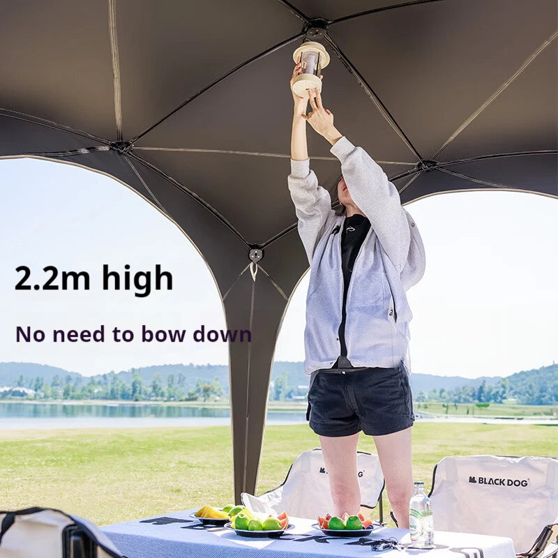 BLACKDOG by Naturehike DOME SKY Automatic Multiple Setting Canopy Tent Unlimited Connection Bedroom Awning Living Area Waterproof Outdoor Camping Vinyl Coated UPF100+ UV Sun Protection Black White Fast Build 4-12 Person Large Space Heavy Duty Shelter