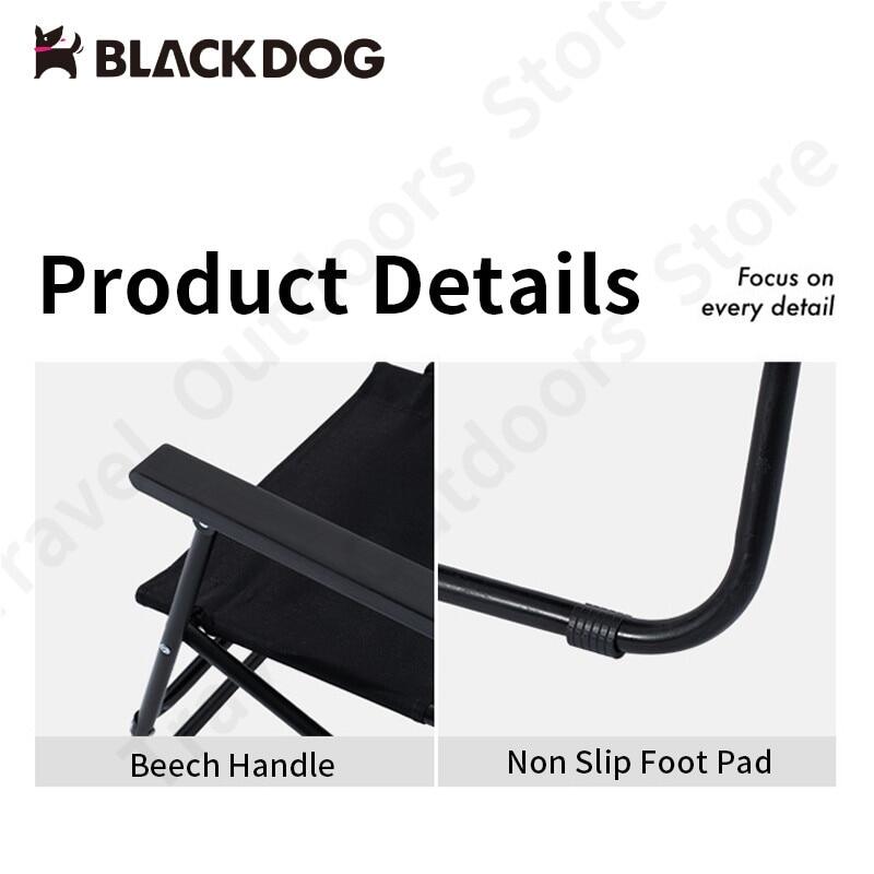 BLACKDOG Portable Black Folding Chair 3.7kg Durable 120kg Max Load Anti-skid Iron Pipe Support Kermit Foldable Chair With Armrest And Backrest Outdoor Hiking Beach Picnic Travel Camping  Heavy Duty Black Dog