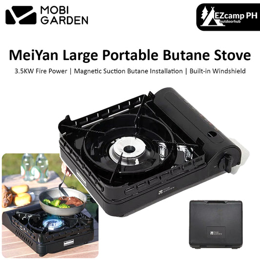 Mobi Garden MeiYan Large Butane Stove Camping Mini 3.5KW Firepower with Built-in Windshield Standard Gas Fuel Nozzle Type Canister Cassette Burner