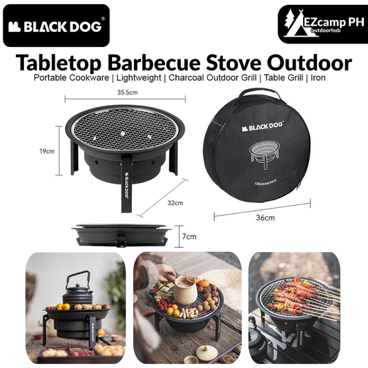 BLACKDOG Tabletop Barbecue Stove Portable Cookware Charcoal BBQ Grill Tea Table Making Stove Foldable Oven Furnace Grill Winter Heating Outdoor Picnic Camping Hiking Orignal Black Dog