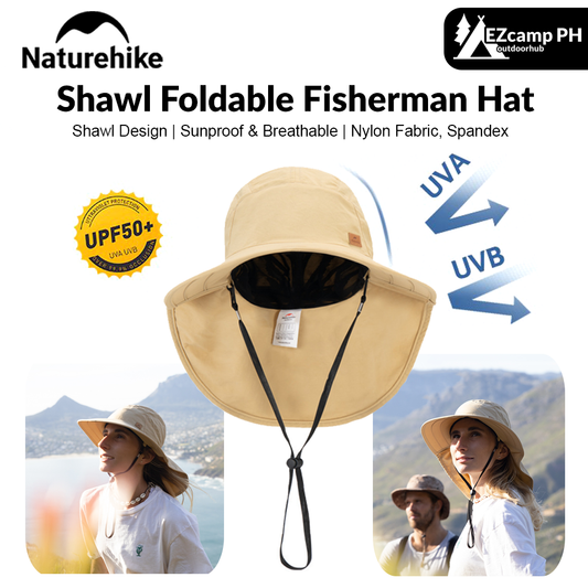 Naturehike Camping Shawl Folding Fisherman Hat Summer Hiking 15.5cm Large Area Sun Protection UV With Windproof Rope Beach Sun Fisher Man Unisex Hat