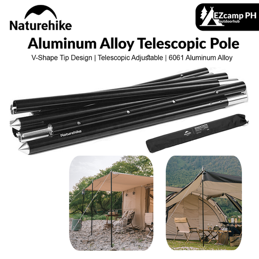 Naturehike 2pcs Pack Ultralight Adjustable 170cm to 200cm Aluminum Alloy Telescopic Tent Tarp Camping Awning Canopy Pole 4-Section Hall Rod