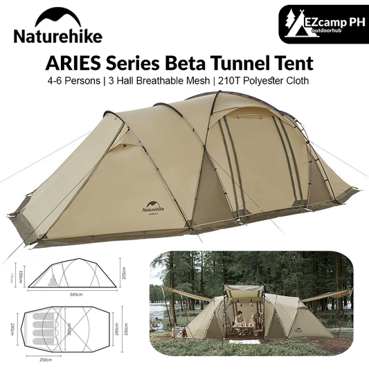 Naturehike ARIES Series BETA 4 to 6 Person Tunnel Type Tent DIY Expansion Big Front Hall Camping Hiking Windproof Breathable Double Layer