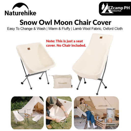 Naturehike Portable Camping Warm Moon Chair Cover Lamb Wool Fabric Warm Soft Comfortable With Storage Pocket Only Chair Cover Nature Hike