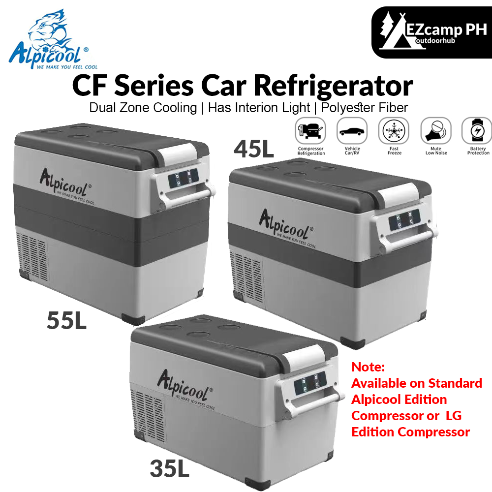 ALPICOOL CF Series Car Refrigerator Portable Glamping Home Car Auto Refrigerator LG Edition Compressor Refrigeration Vehicle Dual Purpose Fridge Freezer Cooler Travel Camping Picnic Outdoor Beach Travel Cooling Ref Heavy Duty Original Alpi Cool