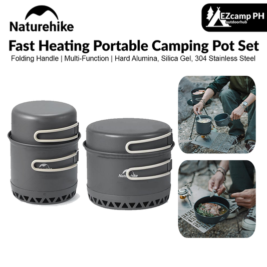 Naturehike Fast Heating 2 in 1 Camping Pot Set Hard Aluminum 1.2/1.8L Hiking Portable Ultralight Aluminum Non-Stick Outdoor 1-2 Person Cookware