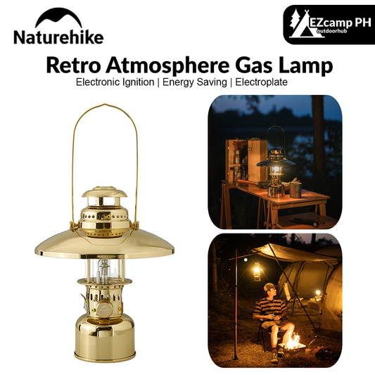 Naturehike Portable Retro Atmosphere Gas Lamp Outdoor Vintage Hanging Lantern  Night Light Tent Butane Fuel Lamp Lighting Electronic Spark Outdoor Hiking Beach Picnic Travel Heavy Duty Original Nature Hike