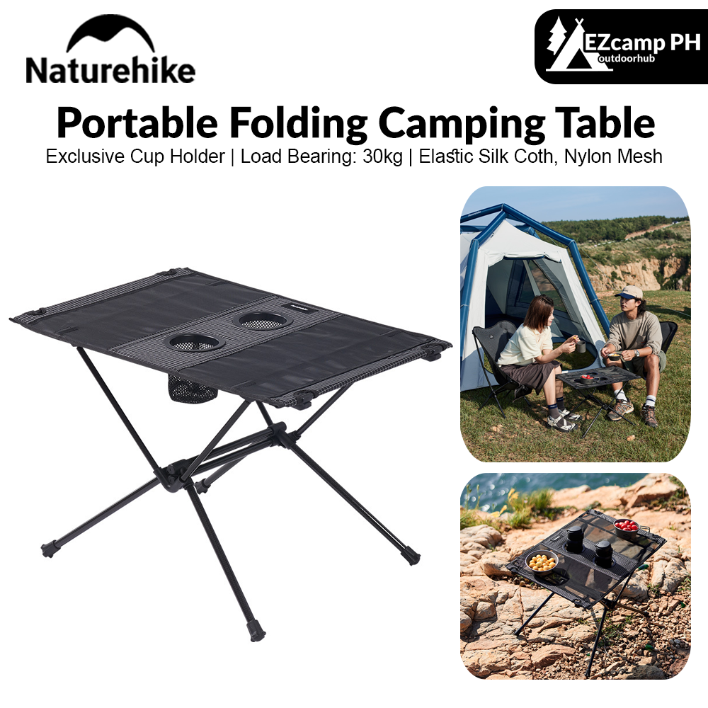 Naturehike FT07 Foldable Camping Table Outdoor Portable Ultralight Aluminum Mesh Screen Table 30kg Max Load Backpacking Table With 2 Water Cup Holder Bags Outdoor Hiking Camping Fishing Beach Travel Heavy Duty Original Nature Hike