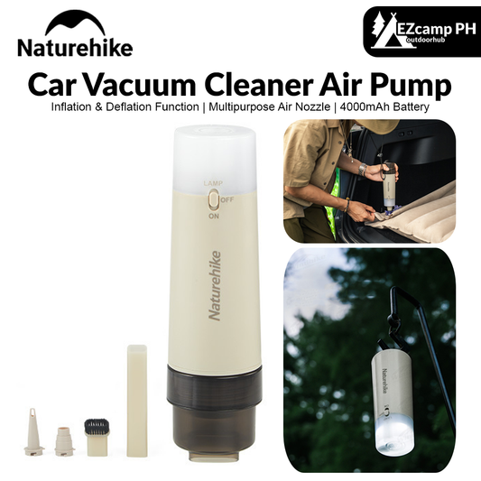 Naturehike Multifunctional Car Camping Vacuum Cleaner Air Pump Outdoor Portable Lightweight High Power Fast Inflate Deflate Pump USB Charging Light Camping Hiking Swimming Travel Heavy Duty Original Nature Hike