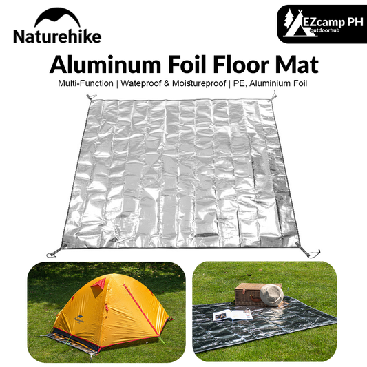 Naturehike Aluminum Foil Floor Mat Portable Lightweight Camping Mat PE Aluminum Foil Waterproof Folding Floor Mattress 3 Sizes Sun Shelter Footprint Foot Print Ground Sheet Bottom Cover Groundsheet Outdoor Beach Picnic Travel Original Nature Hike