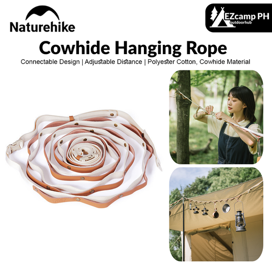 Naturehike Cowhide Hanging Rope Portable Ultralight Leather Clothesline With Snap Ring 4.6m Extendable Hanging Hang Hook Lanyard Tarp Pole Tent Outdoor Camping Hiking Beach Travel Accessories Heavy Duty Original Nature Hike