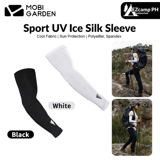 Mobi Garden Sport UV Ice Silk Sleeve Portable Ultralight Multi-Purpose Arm Sleeves Cool Feeling Sunscreen High Elasticity Gloves Straight Style Camping Hiking Mountaineering Running Summer Original MobiGarden