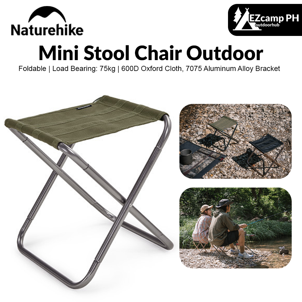 Naturehike Mini Stool Chair Outdoor Portable Lightweight Small Outdoor Chair Aluminum Alloy Folding 75KG Max Load Fishing Chair Hiking Picnic Beach Travel Heavy Duty Original Nature Hike