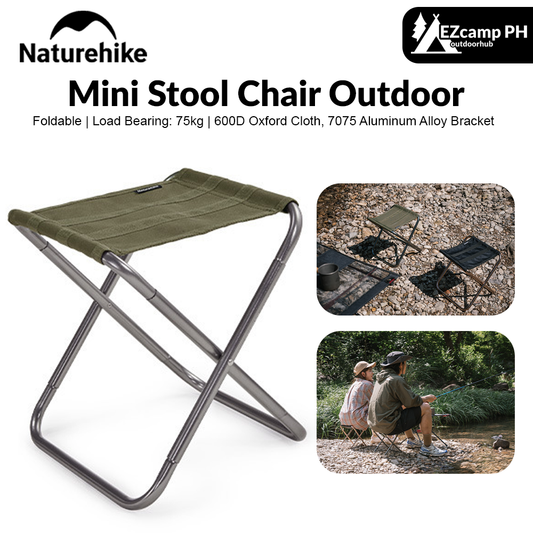 Naturehike Mini Stool Chair Outdoor Portable Lightweight Small Outdoor Chair Aluminum Alloy Folding 75KG Max Load Fishing Chair Hiking Picnic Beach Travel Heavy Duty Original Nature Hike