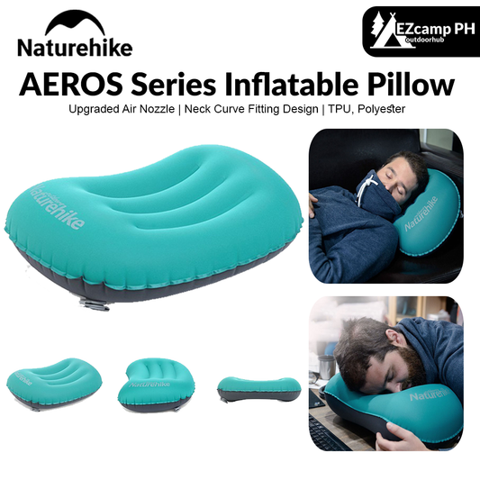 Naturehike AEROS Series Inflatable Pillow Portable Ultralight Air Inflatable TPU Pillow With Optional Comfortable Pillow Cover Case Inflate Inflating Camping Outdoor Hiking Beach Picnic Travel Original Nature Hike