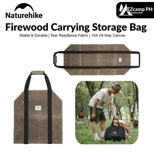 Naturehike Firewood Carrying Storage Bag Portable Ultralight Multi-Purpose Thick Canvas 16A Oil Wax Canvas Fire Wood Camping Tent Pole Carrier Carry Outdoor Hiking Beach Travel Equipment Original Nature Hike