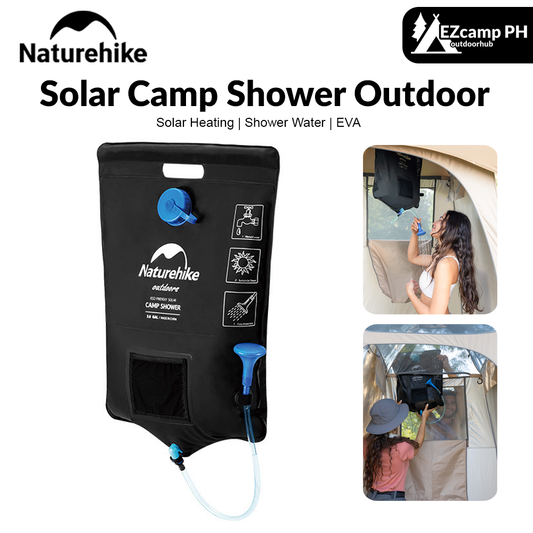 Naturehike Solar Camp Shower Outdoor Portable Foldable Solar Sun Heated Bath 20L Capacity Thicked Mobile Shower Bag 3 Hour Heating Camping Hiking Travel Bathing Heavy Duty Original Nature Hike