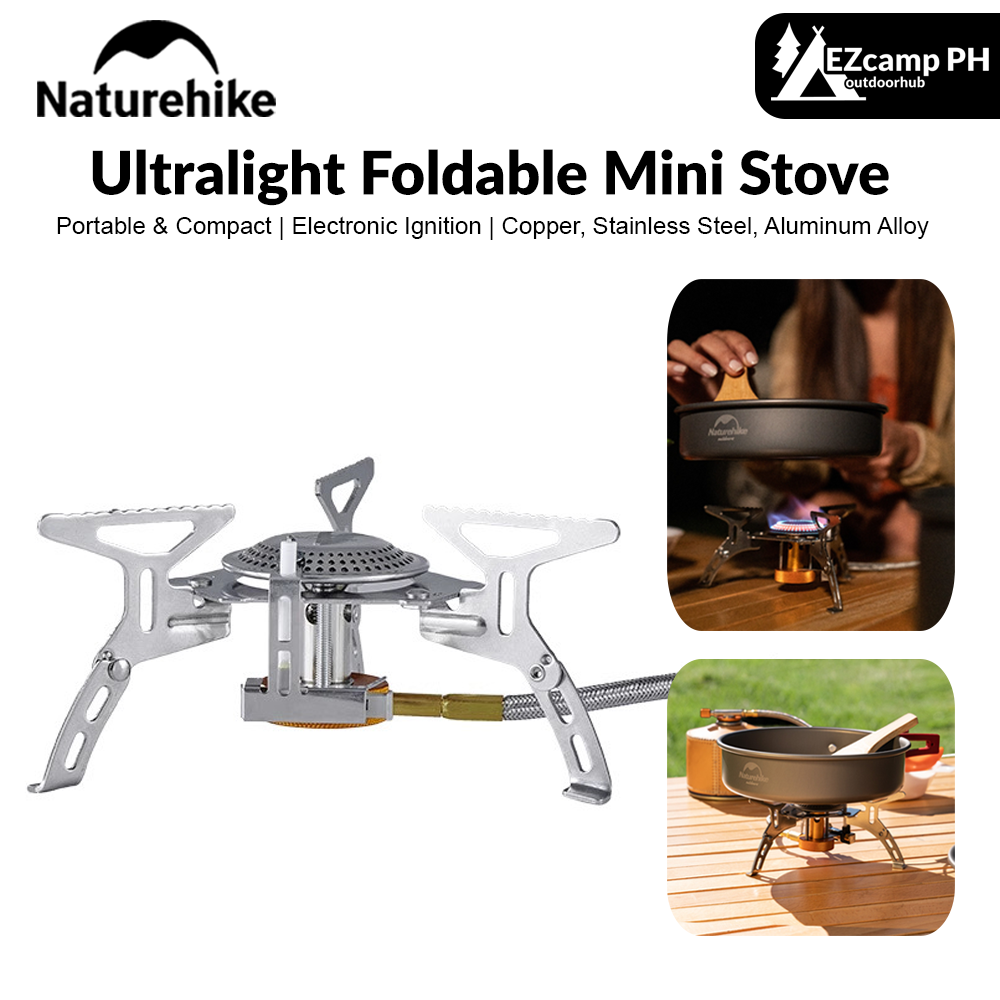 Naturehike Ultralight Foldable Mini Stove Outdoor Portable Folding Gas Butane Furnance Fuel Stove Burner Camping Hiking Beach Picnic Cooking Travel Equipment Heavy Duty Original Nature Hike