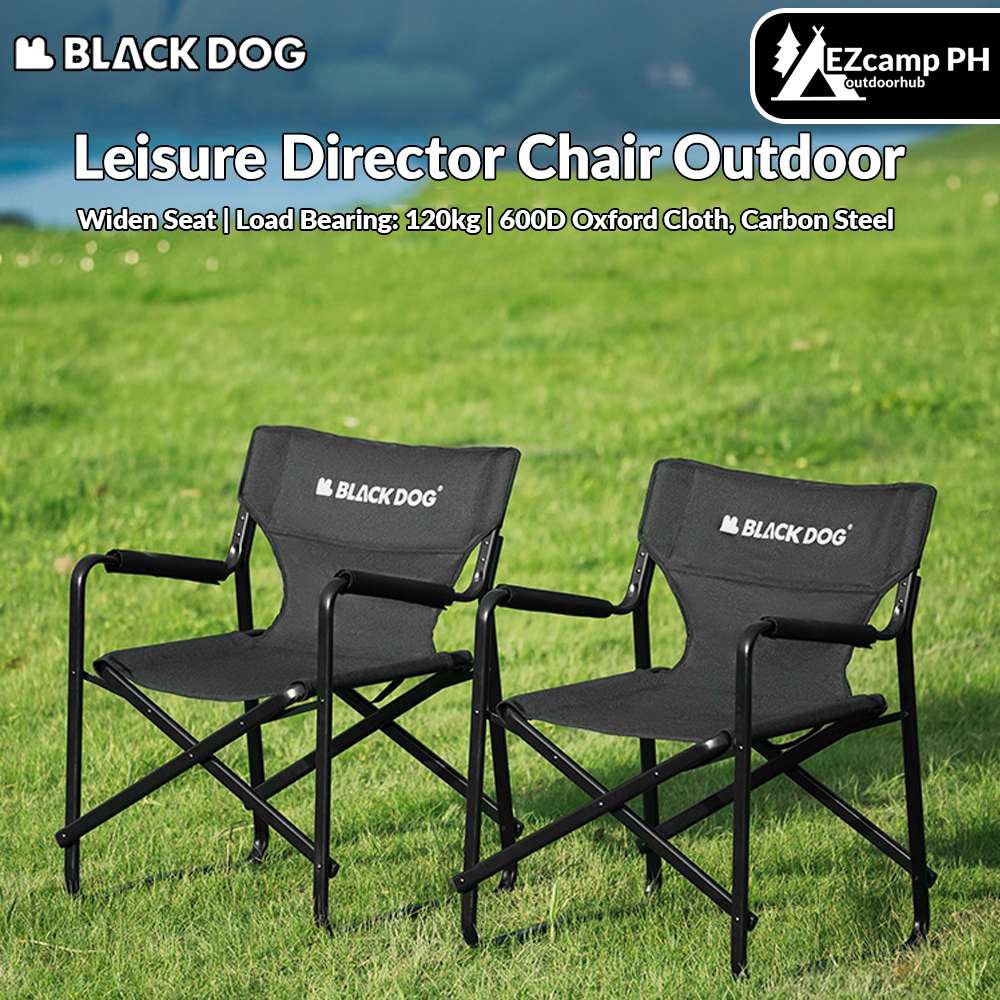 BLACKDOG Leisure Director Chair Outdoor Folding Portable Stool Widen Seat Camping Beach Fishing Picnic Garden Travel Armchair Heavy Duty Original Black Dog