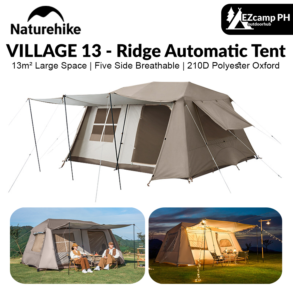 Naturehike VILLAGE 13 Cabin Style 13sqm 5 to 8 Person 2 Bedroom 1 Living Room Camping Automatic Pole Outdoor Tent Waterproof Portable Camp Shelter