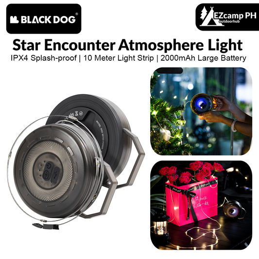 BLACKDOG Star Encounter Atmosphere Light Portable Ultralight 10m Camping Light Strip Canopy Light Lamp Lighting Outdoor LED Lantern Tent Decoration Waterproof Rechargeable IPX4 With Hand Crank Storage Hiking Picnic Travel Original Black Dog