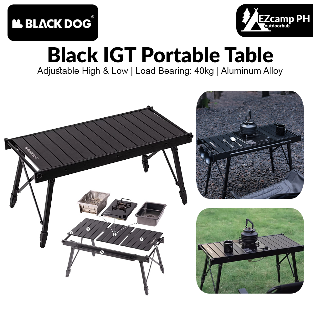 BLACKDOG Black IGT Portable Table Compatible Free Combination Height Adjustable Camping Table Foldable Outdoor Stove Aluminum Alloy 40kg Max Load