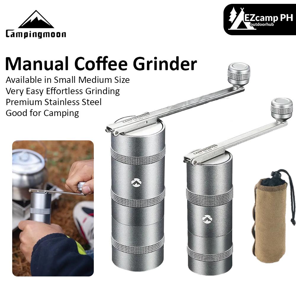 CAMPINGMOON Premium Manual Coffee Bean Grinder Stainless Steel Camping Outdoor Portable Hand Crank Coffee Grounds Maker Grinding Mill Equipment Camping Moon Small Medium CC-115 CC-152