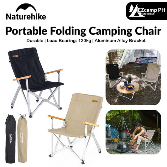 Naturehike Portable Folding Camping Chair With Wood Arm Rest up to 120kg Max Load with Storage Bag Camping Outdoor Director Shangye Seat Chair