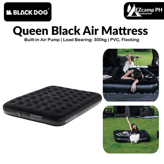 BLACKDOG Black Double Queen Air Mattress Inflate Air Bed with Fully Automatic Deflate Built-in Wireless Electric Pump Comfortable Sleeping Mat Pad