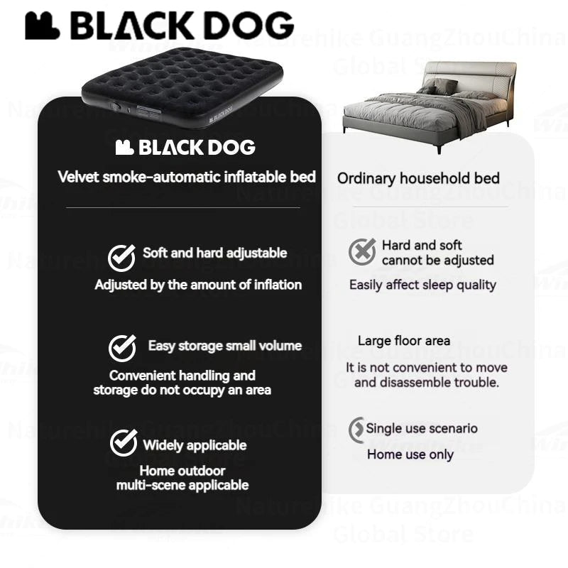BLACKDOG Black Double Queen Air Mattress Inflate Air Bed with
