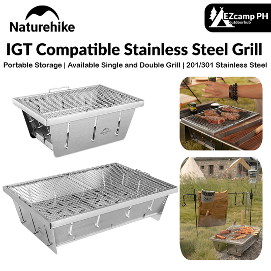 Naturehike IGT Compatible Large Small Table Integrated Grill 1 / 2 Unit IGT Standard Sized 201 301 Stainless Steel Portable Folding Charcoal BBQ Burner Foldable Outdoor Camping Glamping Nature Hike