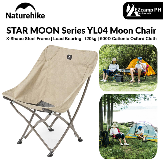 Naturehike STAR MOON Series T02J Camping Portable Folding Moon Chair 120kg Max Load Outdoor Foldable with Storage Bag Upgraded Version STELLALUNA YL04